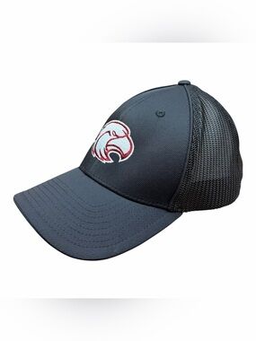 Pacifica headwear Black Mesh Trucker Hat with Red Embroidery